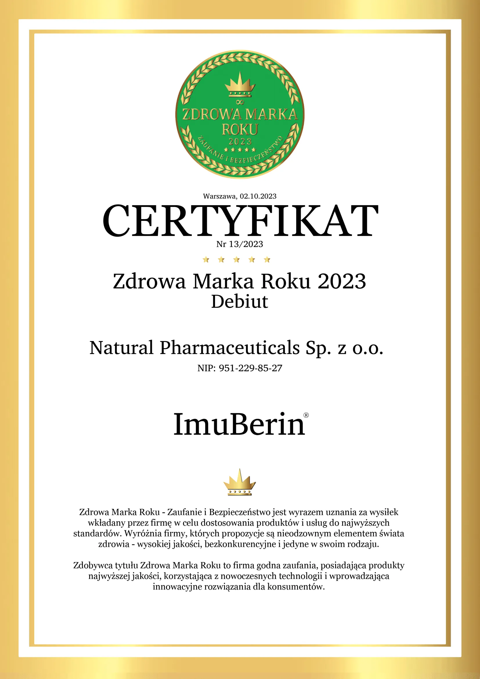 Imu Berin® Aasta Uustulnuk 2023